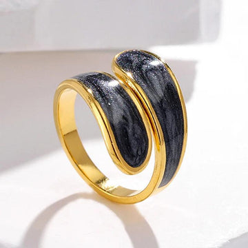 New 316L Stainless Steel Gold Plated Double Layer Oil Dripping Adjustable Rings For Women - Daily Use Jewellery - The Jewellery Supermarket